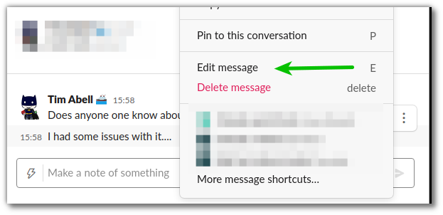 edit message menu